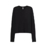 Basic Langarmshirt für Damen, aus Baumwolljersey, in Schwarz, Größe XL